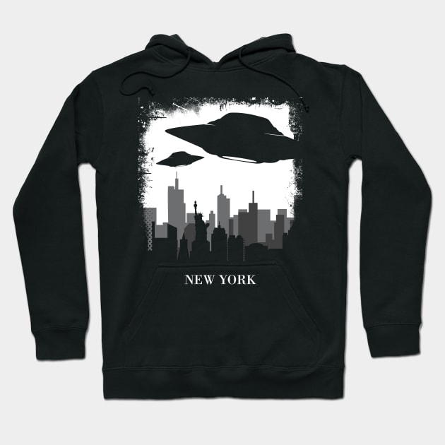 Alien Abduction - UFO New York City Gift design Hoodie by theodoros20